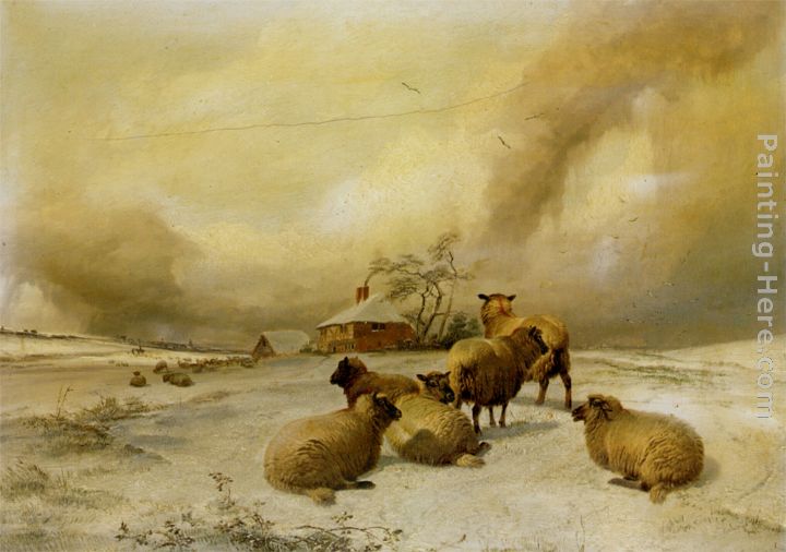 Sheep In A Winter Landscape painting - Thomas Sidney Cooper Sheep In A Winter Landscape art painting